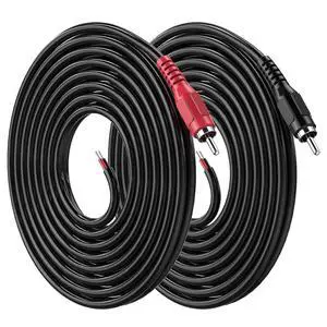 RCA to Speaker Wire, 18AWG 2 Pack 6ft RCA Male Plug Adapter to Bare Cable Open End, UIInosoo Audio Cable, Red and Black RCA to Speaker Wire, 18AWG 2 Pack 6ft RCA Male Plug Adapter to Bare Cable Open End, UIInosoo Audio Cable, Red and Black