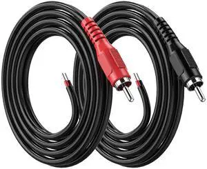 RCA to Speaker Wire Adapter, 18AWG 2 Pack 3ft RCA Male Plug to Bare Cable Open End, UIInosoo Audio Cable, Red and Black RCA to Speaker Wire Adapter, 18AWG 2 Pack 3ft RCA Male Plug to Bare Cable Open End, UIInosoo Audio Cable, Red and Black