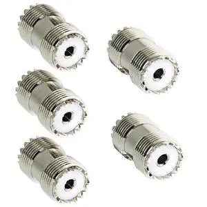 PL259 Barrel Connector, 5 Pack UHF Female to Female Coax Coaxial Adapter Coupler for CB Ham Radio Antenna, SWR Meter Cable Extention PL259 Barrel Connector, 5 Pack UHF Female to Female Coax Coaxial Adapter Coupler for CB Ham Radio Antenna, SWR Meter Cable Extention