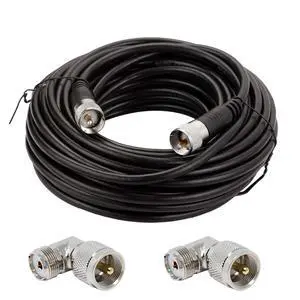 RG8x Coaxial Cable 50ft with 2 PCS PL259 Right Angle Connectors, UHF PL259 Male to Male Low Loss CB Coax Antenna Cables 50 Ohm for HAM Radio, Antenna Analyzer RG8x Coaxial Cable 50ft with 2 PCS PL259 Right Angle Connectors, UHF PL259 Male to Male Low Loss CB Coax Antenna Cables 50 Ohm for HAM Radio, Antenna Analyzer