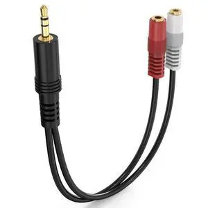 3.5mm Stereo to Dual Mono Cable, 6inch 1/8" TRS Male to 2 TS Mono Female Adapter Gold-Plated Connector Audio Y Splitter Cord for Headphone, Speaker 3.5mm Stereo to Dual Mono Cable, 6inch 1/8" TRS Male to 2 TS Mono Female Adapter Gold-Plated Connector Audio Y Splitter Cord for Headphone, Speaker