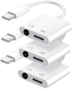USB C to 3.5mm Headphone Jack and Charger Adapter, 2-in-1 Audio & Fast Charging Splitter for Apple iPhone 17/16/15/Pro/Pro Max, iPad, Samsung, Pixel, and More 3Pack USB C to 3.5mm Headphone Jack and Charger Adapter, 2-in-1 Audio & Fast Charging Splitter for Apple iPhone 17/16/15/Pro/Pro Max, iPad, Samsung, Pixel, and More 3Pack