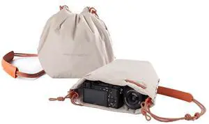 OneGo Drawstring Small Camera Bag, Soft Cute Camera Pouch Handbag compatible with Mirrorless Cameras/Nikon/Canon/Sony/Fuji/Pocket 4 Camera Case OneGo Drawstring Small Camera Bag, Soft Cute Camera Pouch Handbag compatible with Mirrorless Cameras/Nikon/Canon/Sony/Fuji/Pocket 4 Camera Case