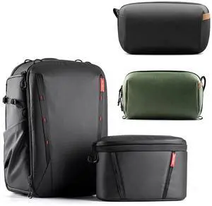 OneMo 2 25L-33L Camera Backpack with Shoulder Bag+Tech Accessories Pouch+Wash Pouch Hanging Toiletry Bag OneMo 2 25L-33L Camera Backpack with Shoulder Bag+Tech Accessories Pouch+Wash Pouch Hanging Toiletry Bag