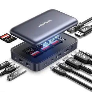 12 in 1 USB C Docking Station 3 Monitors for MacBook/Dell/HP/Lenovo/Steam Deck/Portable Monitor, Laptop Docking Station with 4K DP, 4K HDMI*2, 100W PD, USB 3.0, 1000Mbps Ethernet, SD/TF 12 in 1 USB C Docking Station 3 Monitors for MacBook/Dell/HP/Lenovo/Steam Deck/Portable Monitor, Laptop Docking Station with 4K DP, 4K HDMI*2, 100W PD, USB 3.0, 1000Mbps Ethernet, SD/TF