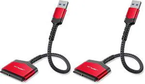 SATA to USB A Cable, USB A 3.0 to 2.5 SATA III Hard Drive Adapter Aluminum Shell Nylon Cord External Converter for SSD/HDD Data Transfer-Red (Pack of 2) SATA to USB A Cable, USB A 3.0 to 2.5 SATA III Hard Drive Adapter Aluminum Shell Nylon Cord External Converter for SSD/HDD Data Transfer-Red (Pack of 2)
