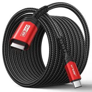 USB C to HDMI Cable 13ft | 4K@60Hz | USB 3.1 Type C to HDMI 2.0 Cord for Home Office, Compatible with Thunderbolt 3/4, iPhone 16 Pro Max, MacBook Pro/Air, Galaxy S8 to S23, iPad Pro, iMac -Red USB C to HDMI Cable 13ft | 4K@60Hz | USB 3.1 Type C to HDMI 2.0 Cord for Home Office, Compatible with Thunderbolt 3/4, iPhone 16 Pro Max, MacBook Pro/Air, Galaxy S8 to S23, iPad Pro, iMac -Red