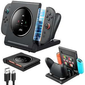 5 in 1 Charging Dock for Switch 2 Pro Controller & Switch 1/2 Joypad, Foldable for Easy Storage, Durable PC+ABS Material, LED Indicators, Holds 4 Game Cards & 4 SD Cards, Includes 1.5m Cable 5 in 1 Charging Dock for Switch 2 Pro Controller & Switch 1/2 Joypad, Foldable for Easy Storage, Durable PC+ABS Material, LED Indicators, Holds 4 Game Cards & 4 SD Cards, Includes 1.5m Cable