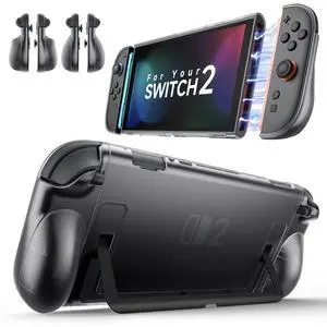 Protective Case for Nintendo Switch 2 (2025), Detachable JoyCon Covers, U-Shape Kickstand Cutout, Includes Large & Small Grip Set, Matte Anti-Scratch & Anti-Slip (Black)-PC0117 Protective Case for Nintendo Switch 2 (2025), Detachable JoyCon Covers, U-Shape Kickstand Cutout, Includes Large & Small Grip Set, Matte Anti-Scratch & Anti-Slip (Black)-PC0117