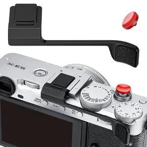 Thumb Up Grip with Shutter Button for Fuji Fujifilm X-E5 XE5 Mirrorless Camera, Aluminum Alloy X-E5 Thumb Grip with Hot Shoe Cover Protector Thumb Rest Support Holder, Not Affect The Use of Dial-Black Thumb Up Grip with Shutter Button for Fuji Fujifilm X-E5 XE5 Mirrorless Camera, Aluminum Alloy X-E5 Thumb Grip with Hot Shoe Cover Protector Thumb Rest Support Holder, Not Affect The Use of Dial-Black