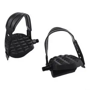 Exercise Bike Pedals with Adjustable Straps,Anti-Slip Platform for 9/16" and 1/2" Threads, Metal and Plastic Construction for Indoor Cycling and Home Fitness, Black Exercise Bike Pedals with Adjustable Straps,Anti-Slip Platform for 9/16" and 1/2" Threads, Metal and Plastic Construction for Indoor Cycling and Home Fitness, Black