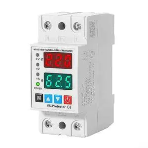 AC 220V Adjustable Over & Under Voltage Protector with Dual LCD Display, 40A/63A Current Protection, for AC 80-300V, Rail Mountable, for Industrial Electrical Panels(40A) AC 220V Adjustable Over & Under Voltage Protector with Dual LCD Display, 40A/63A Current Protection, for AC 80-300V, Rail Mountable, for Industrial Electrical Panels(40A)