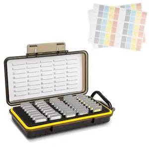 40 Slots Memory Card Case + 120 Count Card Labels: Camera Memory Card Holder Organizer with Memory Card Labels for SD SDHC SDXC Cfexpress Card 40 Slots Memory Card Case + 120 Count Card Labels: Camera Memory Card Holder Organizer with Memory Card Labels for SD SDHC SDXC Cfexpress Card