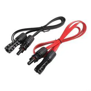 Solar Photovoltaic Cable 100Cm 4Mm² Flat Flexible Extension Cord With PV Connectors For Window Sash Balcony Door Solar Panel Installation Red Black Solar Photovoltaic Cable 100Cm 4Mm² Flat Flexible Extension Cord With PV Connectors For Window Sash Balcony Door Solar Panel Installation Red Black