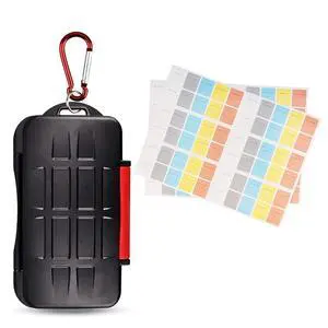12 Slots Memory Card Case + 120 Count Card Labels: Water-Resistant Camera Memory Card Holder Organizer with Memory Card Labels for SD SDHC SDXC Card 12 Slots Memory Card Case + 120 Count Card Labels: Water-Resistant Camera Memory Card Holder Organizer with Memory Card Labels for SD SDHC SDXC Card