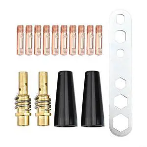 For 15AK Welding Accessory Kit, 0.8mm Copper for contact Tips, Flux Core Gasless Nozzle, Tips Holder Diffuser For MIG MB14 MB15 Torch, 15PCS For 15AK Welding Accessory Kit, 0.8mm Copper for contact Tips, Flux Core Gasless Nozzle, Tips Holder Diffuser For MIG MB14 MB15 Torch, 15PCS