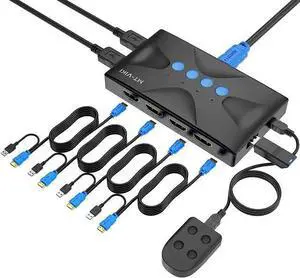 KVM Switch HDMI WISDUM KVM Switch 4 Port, MT-VIKI HDMI KVM Switch for 4 Computers Share One HD 4K Monitor and 3 USB Devices Keyboard Mouse Printer, Including 4 KVM Cables and Wire-Desktop Controller KVM Switch HDMI WISDUM KVM Switch 4 Port, MT-VIKI HDMI KVM Switch for 4 Computers Share One HD 4K Monitor and 3 USB Devices Keyboard Mouse Printer, Including 4 KVM Cables and Wire-Desktop Controller