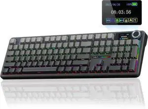 USB Keyboard WISDUM AULA F108 PRO - Wireless Mechanical Keyboard with Screen & Knob,Full Size Keyboard with 8000mAh Battery,Pre-lubed Switches,Side Printed PBT Keycaps,RGB Backlit Hot Swappable Custom USB Keyboard WISDUM AULA F108 PRO - Wireless Mechanical Keyboard with Screen & Knob,Full Size Keyboard with 8000mAh Battery,Pre-lubed Switches,Side Printed PBT Keycaps,RGB Backlit Hot Swappable Custom