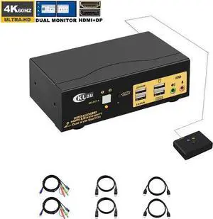 KVM Switch HDMI WISDUM CKLau Dual Monitors HDMI Displayport KVM Switches 2 Port 4K@60Hz HDMI + Displayport Dual Monitor KVM Switch with Audio, USB 2.0 Hub and Cables Support HDMI 2.0, HDCP 2.2, HDR 10 KVM Switch HDMI WISDUM CKLau Dual Monitors HDMI Displayport KVM Switches 2 Port 4K@60Hz HDMI + Displayport Dual Monitor KVM Switch with Audio, USB 2.0 Hub and Cables Support HDMI 2.0, HDCP 2.2, HDR 10