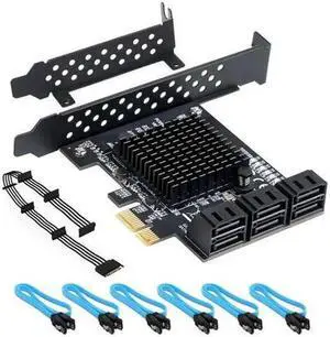 RAID Controller WISDUM WERLEO PCIe SATA Card 6 Port with 6 SATA Cables and a SATA Power Splitter Cable, 6 Gb/s PCIe SATA Controller Expression Card with Low Profile Bracket, Boot as System Disk Suppor RAID Controller WISDUM WERLEO PCIe SATA Card 6 Port with 6 SATA Cables and a SATA Power Splitter Cable, 6 Gb/s PCIe SATA Controller Expression Card with Low Profile Bracket, Boot as System Disk Suppor