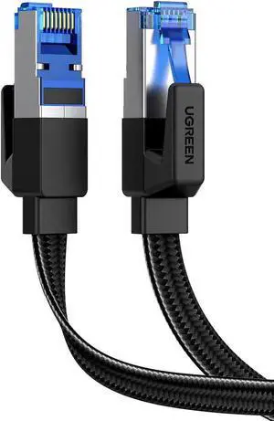 WISDUM Cat 8 Ethernet Cable 40Gbps 2000Mhz High Speed 26AWG Internet Cable Braided Flat Network Cord RJ45 Shielded Indoor LAN Cables Compatible for PC Gaming Modem Router 15FT WISDUM Cat 8 Ethernet Cable 40Gbps 2000Mhz High Speed 26AWG Internet Cable Braided Flat Network Cord RJ45 Shielded Indoor LAN Cables Compatible for PC Gaming Modem Router 15FT