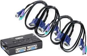 S-Video Cable WISDUM 4 Port VGA KVM Switch PS/2 Mouse Keyboard Console Manual Button Press Select With Cable High Resolution 460SL S-Video Cable WISDUM 4 Port VGA KVM Switch PS/2 Mouse Keyboard Console Manual Button Press Select With Cable High Resolution 460SL