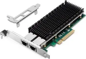 NIC Card WISDUM 10Gb Ethernet NIC with X540-BT2 Controller, 10G PCI-E Network Card Compare to X540-T2 Converged Network Adapter, Dual RJ45 Copper Ports, PCI Express X8 NIC Card WISDUM 10Gb Ethernet NIC with X540-BT2 Controller, 10G PCI-E Network Card Compare to X540-T2 Converged Network Adapter, Dual RJ45 Copper Ports, PCI Express X8