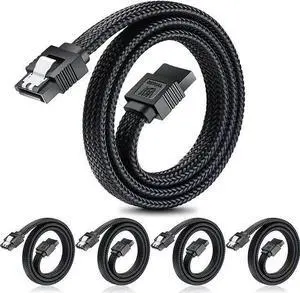 SATA Cable WISDUM SATA III Cable Electop 6Gbps Straight HDD SDD Data Cable SATA 3.0 Nylon Braided Cable with Locking Latch for SATA HDD SSD CD Driver CD Writer(20 Inch Black 5 Pack) SATA Cable WISDUM SATA III Cable Electop 6Gbps Straight HDD SDD Data Cable SATA 3.0 Nylon Braided Cable with Locking Latch for SATA HDD SSD CD Driver CD Writer(20 Inch Black 5 Pack)