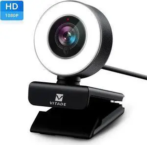 WISDUM PC Webcam for Streaming HD 1080P, Vitade 960A USB Pro Computer Web Camera Video Cam for Mac Windows Laptop Conferencing Gaming with Microphone & Ring Light WISDUM PC Webcam for Streaming HD 1080P, Vitade 960A USB Pro Computer Web Camera Video Cam for Mac Windows Laptop Conferencing Gaming with Microphone & Ring Light