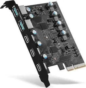 WISDUM Pcie USB Card Pcie USB 3.2 Gen 2, 5 Port Pcie Expansion Card USB 3.2 10Gbps High Speed Transmission Stable Power USB 3.2 Front Expansion Card- (3X USB C - 2X USB A) WISDUM Pcie USB Card Pcie USB 3.2 Gen 2, 5 Port Pcie Expansion Card USB 3.2 10Gbps High Speed Transmission Stable Power USB 3.2 Front Expansion Card- (3X USB C - 2X USB A)
