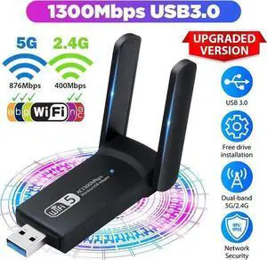 Wireless Adapter WISDUM 1300Mbps Long Range USB WiFi Adapter for PC Desktop Laptop Wireless Adapter WISDUM 1300Mbps Long Range USB WiFi Adapter for PC Desktop Laptop