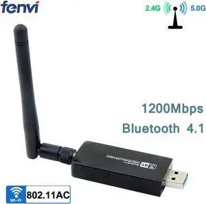 Wireless Adapter WISDUM 2IN1 Dual Band 1200Mbps Bluetooth 4.1 Wireless USB 3.0 Wifi Adapter 2.4G/5Ghz Realtek RTL8822BU Network Card Dongle w/Antenna Wireless Adapter WISDUM 2IN1 Dual Band 1200Mbps Bluetooth 4.1 Wireless USB 3.0 Wifi Adapter 2.4G/5Ghz Realtek RTL8822BU Network Card Dongle w/Antenna