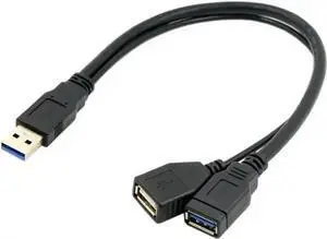 USB Cable WISDUM USB 3.0 Splitter Y Cable USB 1 Male to 2 Female Extra Power Data Extension Cable for 2.5" Mobile Hard Disk USB Cable WISDUM USB 3.0 Splitter Y Cable USB 1 Male to 2 Female Extra Power Data Extension Cable for 2.5" Mobile Hard Disk