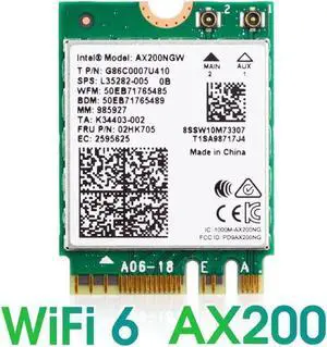 WISDUM 3000Mbps WiFi 6 M.2 Key E For AX200 Dual Band Wireless Adapter, AX200NGW Bluetooth 5.0 Wi-Fi Network Card, 2.4Ghz/5Ghz, 802.11ac/ax, Support MU-MIMO, OFDMA, Support Windows 10 For Laptop Deskto WISDUM 3000Mbps WiFi 6 M.2 Key E For AX200 Dual Band Wireless Adapter, AX200NGW Bluetooth 5.0 Wi-Fi Network Card, 2.4Ghz/5Ghz, 802.11ac/ax, Support MU-MIMO, OFDMA, Support Windows 10 For Laptop Deskto