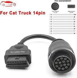 WISDUM For Cat Truck 14pin OBD To OBD2 16Pin OBD 2 Extension Cable For Cat Truck OBD2 Connector Truck Diagnostic Scanner Tool WISDUM For Cat Truck 14pin OBD To OBD2 16Pin OBD 2 Extension Cable For Cat Truck OBD2 Connector Truck Diagnostic Scanner Tool