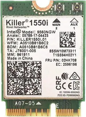 WISDUM Killer 1550i AC Dual Band 1.73Gbps Wireless 9560NGW NGFF CNVI Wifi Card 9560AC 802.11ac Support Bluetooth 5.0 for Windows 10 WISDUM Killer 1550i AC Dual Band 1.73Gbps Wireless 9560NGW NGFF CNVI Wifi Card 9560AC 802.11ac Support Bluetooth 5.0 for Windows 10