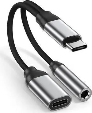 WISDUM USB C to 3.5mm Audio Adapter Aux to USB C Headphone and Charger Adapter 2-in-1 USB C Splitter with PD 60W Fast Charging Compatible with 15 Plus Pro Max Galaxy Note Pro Pixel -Silver WISDUM USB C to 3.5mm Audio Adapter Aux to USB C Headphone and Charger Adapter 2-in-1 USB C Splitter with PD 60W Fast Charging Compatible with 15 Plus Pro Max Galaxy Note Pro Pixel -Silver