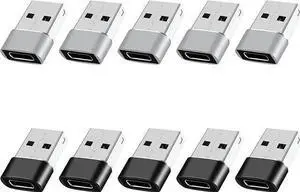 WISDUM USB to USB C Adapter 10 Pack USB to USBC Adapter USB to USBC-C Adapter USB C Adapter USB A to USB C Adapter USB to USB C Converter for 15/14/13 Pro Air AirPods and More Black+Grey WISDUM USB to USB C Adapter 10 Pack USB to USBC Adapter USB to USBC-C Adapter USB C Adapter USB A to USB C Adapter USB to USB C Converter for 15/14/13 Pro Air AirPods and More Black+Grey