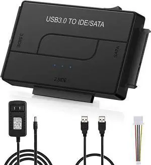 WISDUM USB to SATA IDE HDD Adapter - USB 3.0 Cable to 2.5" 3.5" SATA IDE Hard Drive Converter for Windows 10/8/ 7/XP Mac Internal to External Laptop SSD Reader Kit File Data Transfer Conversion Cord WISDUM USB to SATA IDE HDD Adapter - USB 3.0 Cable to 2.5" 3.5" SATA IDE Hard Drive Converter for Windows 10/8/ 7/XP Mac Internal to External Laptop SSD Reader Kit File Data Transfer Conversion Cord