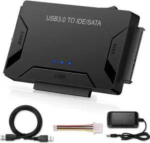 WISDUM USB IDE/SATA Adapter, USB 3.0 to SATA IDE Hard Drive Cable Adapter Converter for 2.5" 3.5" IDE External SATA HDD SSD Hard Drives Disks with 12V 2A Power Adapter WISDUM USB IDE/SATA Adapter, USB 3.0 to SATA IDE Hard Drive Cable Adapter Converter for 2.5" 3.5" IDE External SATA HDD SSD Hard Drives Disks with 12V 2A Power Adapter