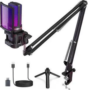 WISDUM Gaming USB Microphone,Noise Cancellation Condenser mic,RGB Microphone with Mute,Gain,Monitoring,Boom Arm,Pop Filter for Phone,PC,Computer,PS4,PS5,Mac,Streaming,Podcast,Twitch,YouTube,Discord WISDUM Gaming USB Microphone,Noise Cancellation Condenser mic,RGB Microphone with Mute,Gain,Monitoring,Boom Arm,Pop Filter for Phone,PC,Computer,PS4,PS5,Mac,Streaming,Podcast,Twitch,YouTube,Discord