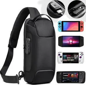 WISDUM Carrying Case for Switch/Steam Deck/Steam Deck OLED/Legion Go/ROG Ally Gaming Handheld and Accessories Chest Bag, Protective Hard Shell Travel Bag with Anti-theft Lock & USB Charging Port WISDUM Carrying Case for Switch/Steam Deck/Steam Deck OLED/Legion Go/ROG Ally Gaming Handheld and Accessories Chest Bag, Protective Hard Shell Travel Bag with Anti-theft Lock & USB Charging Port