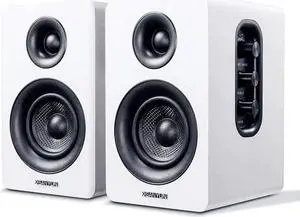 WISDUM SW208 3" Active Bluetooth 5.0 Bookshelf Speakers 60W Carbon Fiber Speaker Unit - Built-in 24bit DAC Dynamic 3D Surround Sound 2.0 Computer PC Monitor Gaming (Pair, White) WISDUM SW208 3" Active Bluetooth 5.0 Bookshelf Speakers 60W Carbon Fiber Speaker Unit - Built-in 24bit DAC Dynamic 3D Surround Sound 2.0 Computer PC Monitor Gaming (Pair, White)