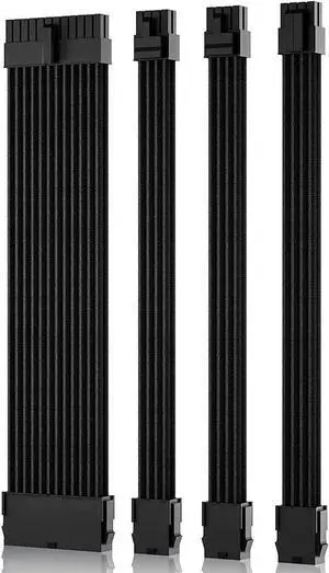WISDUM Black Sleeved Cable PSU Power Supply Cable Extension Kits 18AWG 24Pin ATX / 8 (4+4) Pin EPS/Dual 8 (6+2) Pin PCIE with Combs 30CM Black WISDUM Black Sleeved Cable PSU Power Supply Cable Extension Kits 18AWG 24Pin ATX / 8 (4+4) Pin EPS/Dual 8 (6+2) Pin PCIE with Combs 30CM Black
