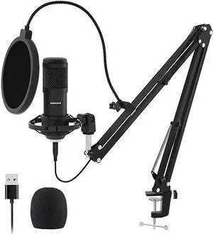 WISDUM USB Streaming Podcast PC Microphone professional 192KHZ24Bit Studio Cardioid Condenser Mic Kit with sound card Boom Arm Shock Mount Pop Filter for Skype YouTuber Karaoke Gaming Recording WISDUM USB Streaming Podcast PC Microphone professional 192KHZ24Bit Studio Cardioid Condenser Mic Kit with sound card Boom Arm Shock Mount Pop Filter for Skype YouTuber Karaoke Gaming Recording