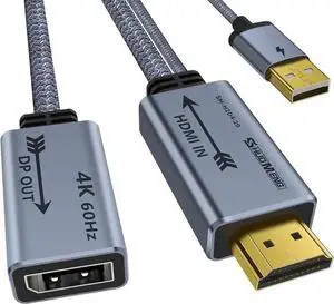 WISDUM HDMI to Displayport Adapter 4K@60Hz 2K@120Hz 1080P@165Hz HDMI Male Source to DisplayPort Female Monitor Cable HDMI to DP with USB Power Cable for PS5 Switch Laptop 20cm/0.65ft WISDUM HDMI to Displayport Adapter 4K@60Hz 2K@120Hz 1080P@165Hz HDMI Male Source to DisplayPort Female Monitor Cable HDMI to DP with USB Power Cable for PS5 Switch Laptop 20cm/0.65ft