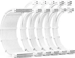 WISDUM PSU Cable Extension Kit 30CM Length with Combs,1x24Pin/2x8Pin(4+4) EPS/3x8Pin(6P+2P) PCI-E/PC Sleeved for ATX Power Supply,White, All-White WISDUM PSU Cable Extension Kit 30CM Length with Combs,1x24Pin/2x8Pin(4+4) EPS/3x8Pin(6P+2P) PCI-E/PC Sleeved for ATX Power Supply,White, All-White