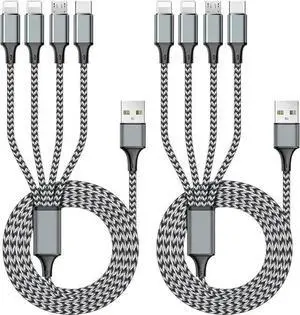 WISDUM Puxnoin Multi Charging Cable 6FT 2Pack Multi Charger Cable 4 in 1 Universal Multiple USB Cable Fast Charging Cord with Type-C, Micro USB Port for Most Cell Phone, Tablets WISDUM Puxnoin Multi Charging Cable 6FT 2Pack Multi Charger Cable 4 in 1 Universal Multiple USB Cable Fast Charging Cord with Type-C, Micro USB Port for Most Cell Phone, Tablets