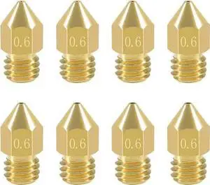 WISDUM Aokin 8 Pcs 0.6mm MK8 Extruder Nozzles 3D Printer Nozzles for Creality Ender 3/3 Pro/3 V2, Ender 5/5 Pro, CR-10/10S, Makerbot, Anet A8 3D Printer WISDUM Aokin 8 Pcs 0.6mm MK8 Extruder Nozzles 3D Printer Nozzles for Creality Ender 3/3 Pro/3 V2, Ender 5/5 Pro, CR-10/10S, Makerbot, Anet A8 3D Printer