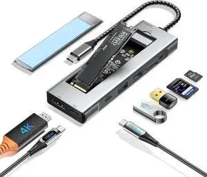 WISDUM 8 in 1 USB C Hub with M.2 NVMe/SATA SSD Enclosure 10Gbps, 4K HDMI 1.4, USB 3.2 Gen2, PD100W, Aluminum Alloy USB C SSD Enclosure for M.2 NVMe SATA SSD for Mac Mini M1 2 3 4 WISDUM 8 in 1 USB C Hub with M.2 NVMe/SATA SSD Enclosure 10Gbps, 4K HDMI 1.4, USB 3.2 Gen2, PD100W, Aluminum Alloy USB C SSD Enclosure for M.2 NVMe SATA SSD for Mac Mini M1 2 3 4